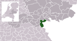 Highlighted position of Berg en Dal in a municipal map of Gelderland