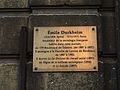 Plaque relative à Émile Durkheim au 9, boulevard du Président-Franklin-Roosevelt (ex 179 boulevard de Talence) à Talence (Gironde).