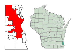 Localizarea orașului Milwaukee în Comitatul Milwaukee, Wisconsin