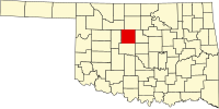 Locatie van Kingfisher County in Oklahoma