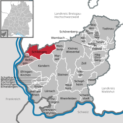 Elhelyezkedése Baden-Württemberg térképén