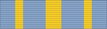 A light blue ribbon bar, with three yellow bars, one thick at the center and two thinner at the quarters of the ribbon