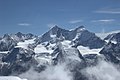 Dom vlevo a Täschhorn vpravo (foceno nad Weisshornhütte)