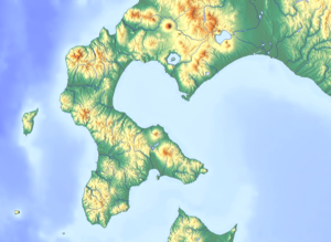 羊蹄山の位置（北海道南部内）