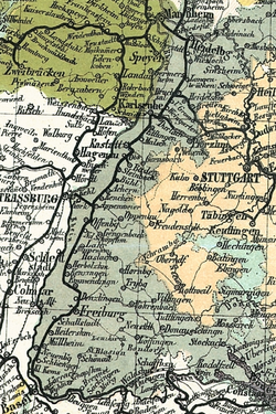 Keharyapatihan Baden di bagian Peta Perjalanan Jerman dari 1861