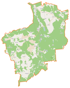 Mapa konturowa gminy Kępice, blisko centrum u góry znajduje się punkt z opisem „Kępice”