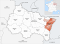 Lage des Départements Bas-Rhin in der Region Grand Est