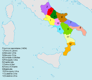 Le province napoletane nel 1454