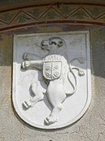Изображение герба рода Папафава деи Каррарези в монастыре Санто Стефано (на груди у двухвостого льва – герб Каррарези).