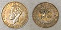 VI. György Brit Nyugat-Afrika számára vert 2 shillinges (1/10 font sterling) érméje.