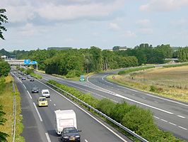 Knooppunt van de A26 met de A2 bij de stad Cambrai