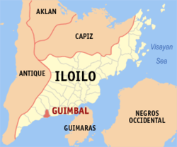 Map of Iloilo with Guimbal highlighted