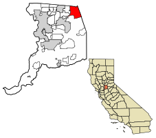 Location of Folsom in Sacramento County, California