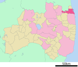 Sōmas läge i Fukushima prefektur