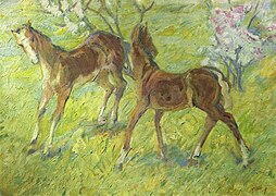 Poulains de printemps (Springende Fohlen), Franz Marc, 1909.