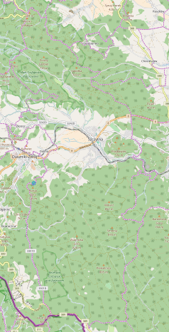 Mapa konturowa Szczytnej, po prawej znajduje się punkt z opisem „Piekielna Góra”