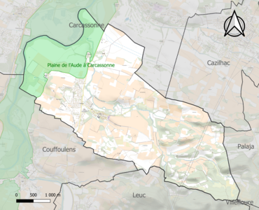 Carte de la ZNIEFF de type 1 sur la commune.