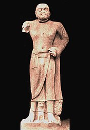 Kanishka I: Bala Bodhisattva, Sarnath, inscribed "Year 3 of Kanishka" (AD 130).[121]