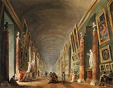 La Grande Galerie durante i primi anni del Louvre, di Hubert Robert
