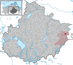 Elhelyezkedése Mecklenburg-Elő-Pomeránia térképén