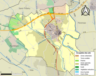 Carte en couleurs présentant l'occupation des sols.