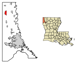 Location of Vivian in Caddo Parish, Louisiana.