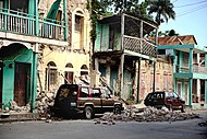 Kerusakan bangunan di Jacmel