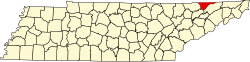 Karte von Hancock County innerhalb von Tennessee