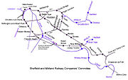 Midland Railway lines out of Manchester, showing the Manchester South District line