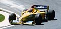 Andrea Montermini driving the revised FG01B at the 1996 San Marino Grand Prix.