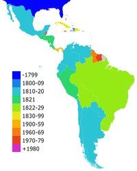 Bağımsızlık Tarihlerine Göre Latin Amerika Ülkeleri