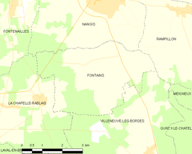 Mapa obce Fontains