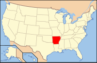 Map of the United States highlighting Arkansas