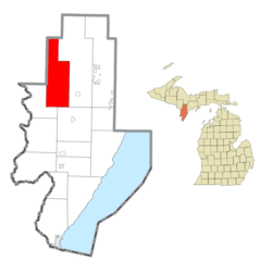 Location within Menominee County and the state of Michigan