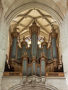 The grand organ, made in 1730 for Clairvaux Abbey