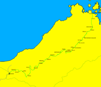 La carte de la ligne Sassari - Tempio - Palau.