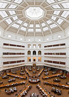 Salão de leitura, Biblioteca de Estado de Vitória. Vitória, Austrália.