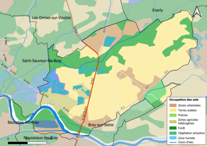 Carte des infrastructures et de l'occupation des sols en 2018 (CLC) de la commune.