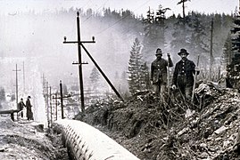 Pipeline en bois de la rivière Cedar entre Minnesota ou en Iowa pour une application hydroélectrique.