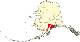 Locatie van Kenai Peninsula Borough in Alaska