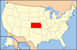 Kort over USA med Kansas markeret