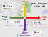 Tolkien's moral geography of Middle-earth, explaining the case of the evil Haradrim