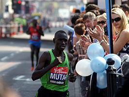 Tijdens de marathon van Londen 2011