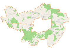 Mapa konturowa gminy wiejskiej Biała Podlaska, po prawej nieco u góry znajduje się punkt z opisem „Wozareckie Pieńki”