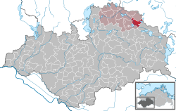 Elhelyezkedése Mecklenburg-Elő-Pomeránia térképén