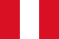 Flagge Perus (bandera nacional):[3] Die Hissflagge ist rein rot-weiß-rot gespalten (1:1:1), die Staatsflagge zeigt das Wappen Perus
