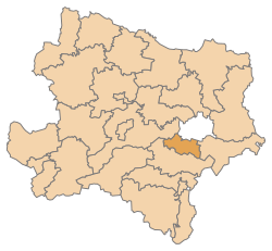Lage des Bezirks Bezirk Mödling im Bundesland Niederösterreich (anklickbare Karte)
