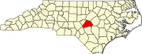 Locatie van Harnett County in North Carolina