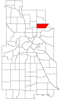 Location of Windom Park within the U.S. city of Minneapolis