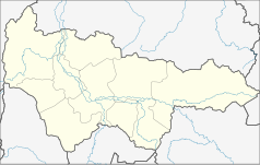 Mapa konturowa Chanty-Mansyjskiego Okręgu Autonomicznego – Jugry, w centrum znajduje się punkt z opisem „KGP”